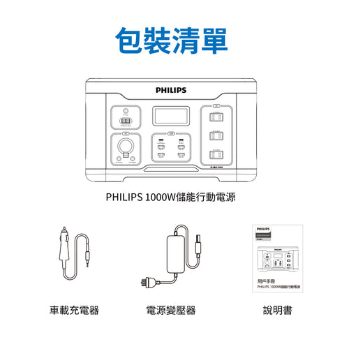 PHILIPS飛利浦 1000W儲能行動電源 DLP8092C
