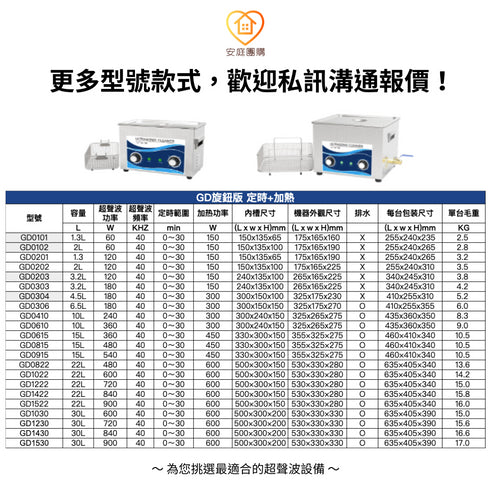 Ultrasonic 超聲波清洗機 工業級 2L 旋鈕加熱款 60W (GD0102)
