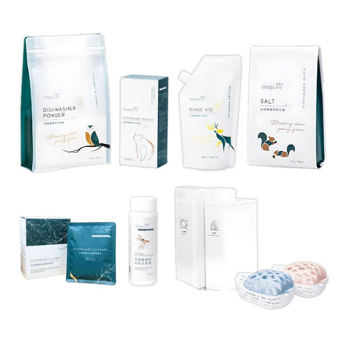 DEEPURE淨森林 台灣製 無毒環保洗碗機專用洗劑 洗碗粉/光潔劑/軟化鹽/水垢去除劑/保養清潔粉/分裝瓶