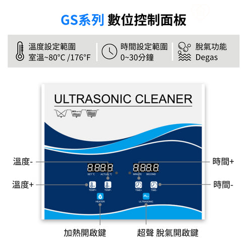 Ultrasonic 超音波清洗機 工業級10L 溫控工業振頭款 240W (GS0410) 預購