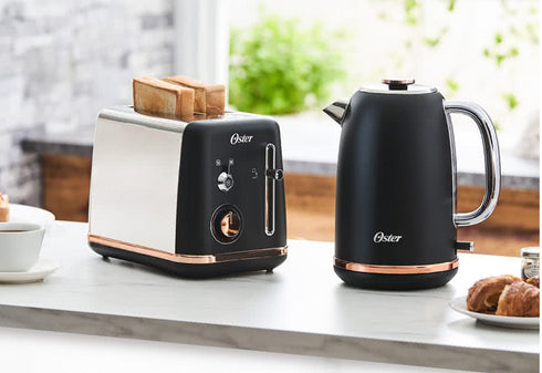 美國Oster 舊金山都會經典厚片烤麵包機、快煮壺-黑/白