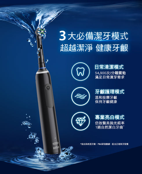 【3種模式】德國百靈Oral-B PRO4德製亮白黑旋風-曜石黑