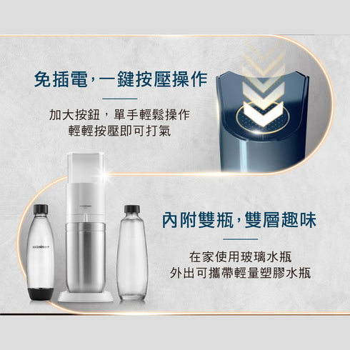 【送專用水瓶】Sodastream DUO 快扣機型氣泡水機(太空黑/典雅白)